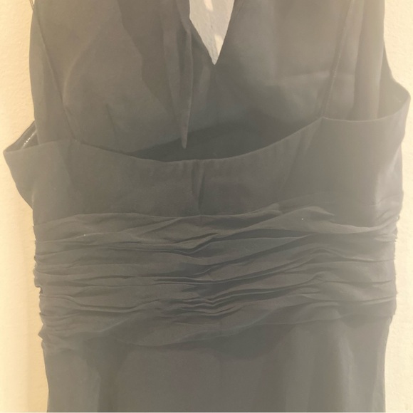 DONNA MORGAN Sz 12 100% Silk Ruching Waist Halter Top A-line Skirt Lined Dress - Picture 10 of 11